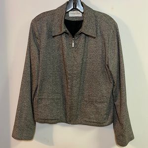 Liz Claiborne Lizsport Vintage Silk Wool Blend Tweed Zip-Up Jacket Size M